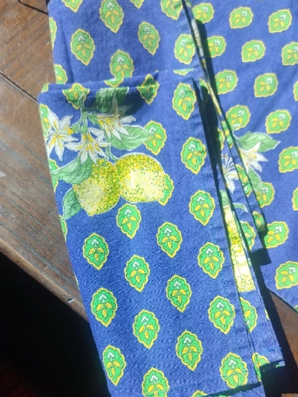 French Country, Cottage, Cotton Lot Of Eight Lemon Printed Napkins